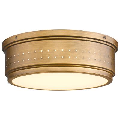 China Modern Round 25W Dimmable 3000K 4000K 500K Drumin Brushed Finish Brass Mount Led Ceiling Light for sale