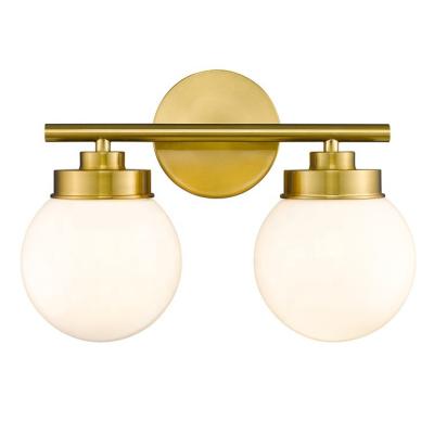 China Modern Style Bedroom Wall Lamp Bathroom Glass Material Gold Lamp for sale