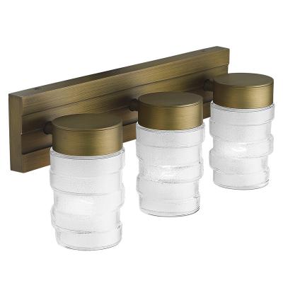 China Modern Dimmable 3-Light Bathroom Light Fixtures in Antique Gold Finish with Frosted Light-GlassVanity for sale