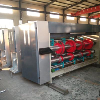 China Building material shops Semi-auto chain flexo ink 2 color printer slotter die-cutter stacker feeding machine for sale