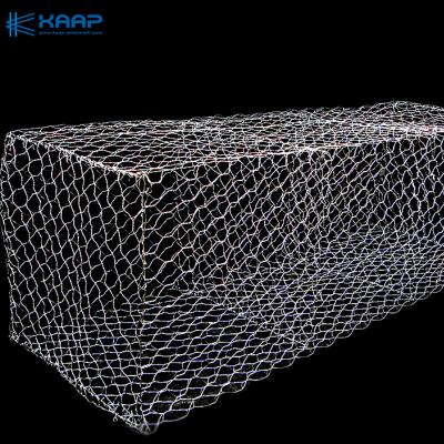 China Rostfeste sechseckige galvanisierte 3mm gesponnene Gabions-Korb-Wand zu verkaufen