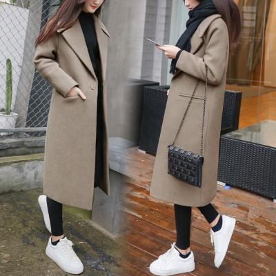 China Winter waterproof women's black woolen coat tracksuit long 2021 Korean female loose caramel ladies gap fashion warm clothes anorak for sale