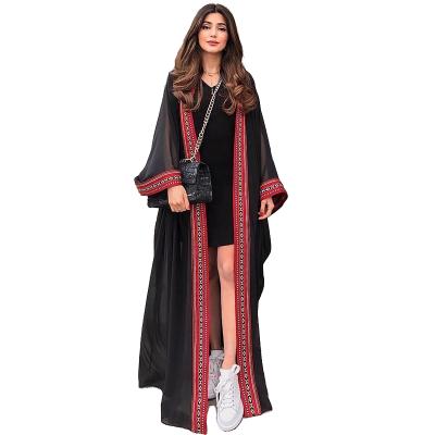 China Wholesale Custom 2021 Latest New Design Woman Beach Wear Embroidered Long Kimono Cardigan Islamic Clothing 66FS00542 for sale