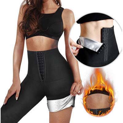 China Women's Breathable Sauna Diet Pants Gym Workout Sauna Gaiters Shapers Waist Trainer Thermo Hot Sweaty Tummy Control Fat Burning Pants for sale