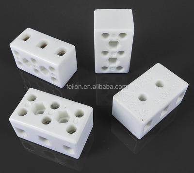 China Ceramic Material 3 Way High Temperature Terminal Block 15A 3 Drive Through Wire High Frequency Connector for sale