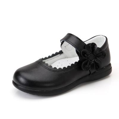 China Lovely Girls Flower Decoration PU Deodorization Flower Decoration Children's Flats Children's Wedding Dress Casual Princess School Shoes Children's Leather Shoes for sale