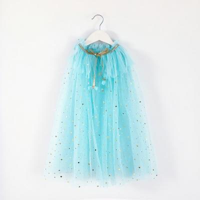 China Breathable Fairy Coat for Girls Birthday Christmas Party Glitter Pom Pom Star Heart Mesh Thin Sparkly Poncho for sale