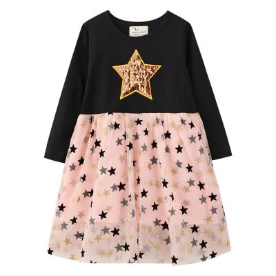 China Anti-wrinkle Kids Autumn Winter Dresses for Girls Star Sequins Princess Dress Girl Long Sleeve Party Vestidos Girls Dress Kids Clothing for sale