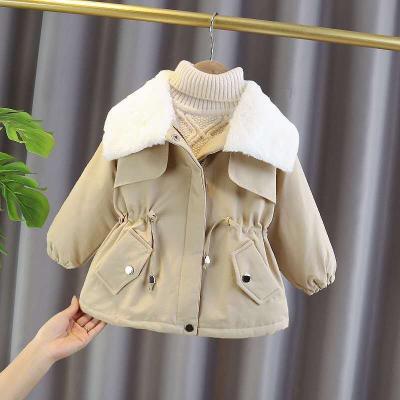 China 2021 Foreign Style New Girls Winter Coat Children Sustainable Jackets Padded Coats Winter Plus Velvet Padded Clothes Fur Collar Clothing for sale