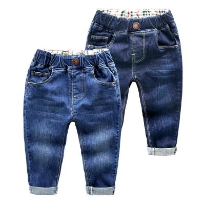 China Baby Straight Boy Jeans D Ring Elastic Band Inside Ripped Thin Denim Pants Boys High Quality Jeans for sale