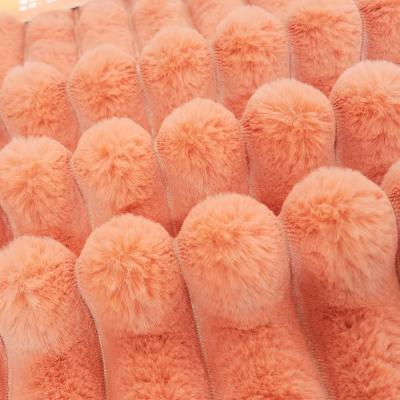 China Auto Upholstery Designer Custom Rolls Baby Blankets Knitted 100% Poly Rainbow Skin Rabbit Tie Dye Stripe Faux Fur Hairy Plush Fabric for sale