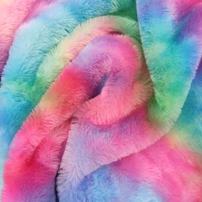 China High Tie Dye 10mm Shrink-Resistant Colorful Hair Tie PV Velvet Rainbow Gradient Plush Toy Pet Nest Cloth for sale