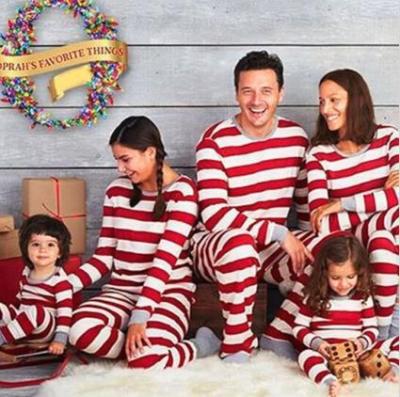 China New QUICK DRY parent-child wear striped family home wear matching Christmas 2 piece couple set plus size pajamas for family for sale