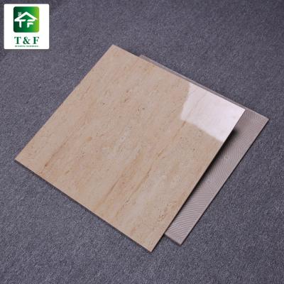 China Modern Beige Glossy Ravello Tile Full Glazed Marble Villa Porcelain Tile Look 600 600 for sale