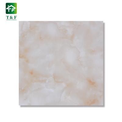 China Full Glazed Modern Polished China Floor Tiles Onyx Marble Light Beige Porcelain Tile 60X60 for sale