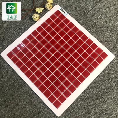 China Modern High Glossy Glazed Glazed Glass Mosaic Tile Art Mosaic Tile Pure Red Color Purple Floor Red Gloss Wall for sale