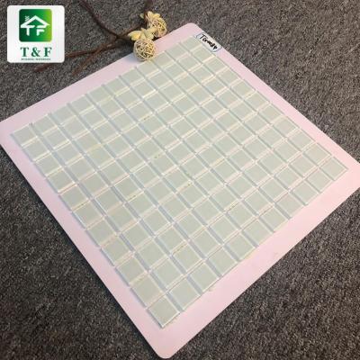 China Glossy Color Chip Size 30*30mm Parquet High Wall Decor Ice White Look Glass Mosaic For Kitchen for sale