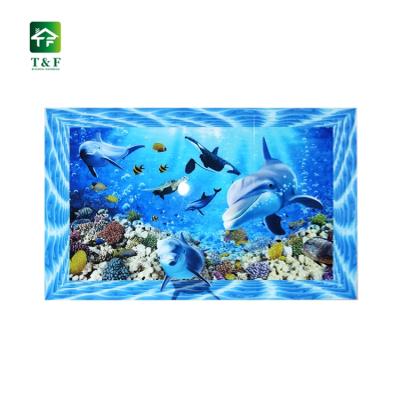 China Wholesale Underwater Blue Porcelain 3D Floor And Wall Tile Rustic Ocean Effect Tiles High Polished Tile for sale