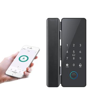 China No Screen Fingerprint Password Card Bluetooth Mobile App Cylinder Bolt Smart Glass Door Lock 100 for sale