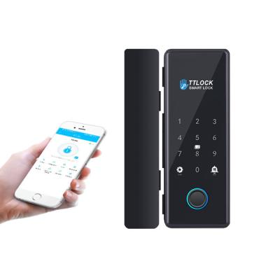 China Fingerprint Password Card Bluetooth TTLOCK App Hook Bolt Smart Glass Door Lock 100 for sale