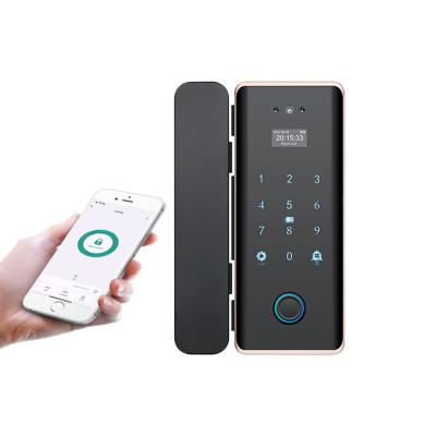 China 0.96 Inch OLED Facial Fingerprint Password Card Bluetooth Mobile App Hook Bolt Smart Glass Door Lock 100 for sale