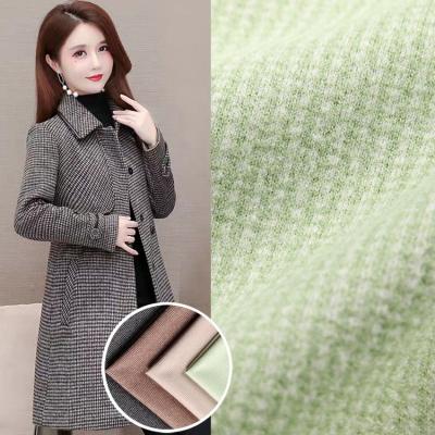 China Anti-Static Modern Style Soft Elastic 100% Polyester Plaid Yarn Dyed Fabric Like Plain Knitting Yarn For Women for sale