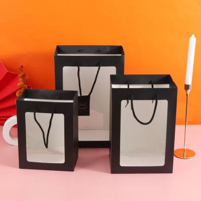 China Recycled Materials Kraft Paper Food Bag Gift Bag Custom Window Bag for sale