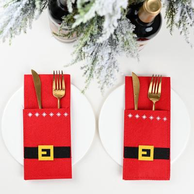 China Christmas Table Decoration Christmas Knife Spoon Pocket Christmas Kitchen Cutlery Cover for sale