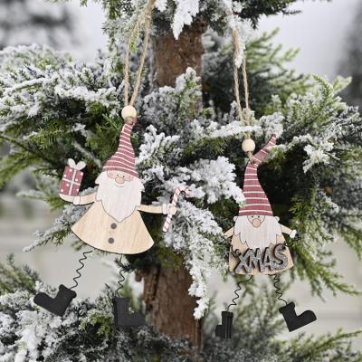 China Wooden Assembled Painted Christmas Ornaments Hanging Pieces Of New Wooden Christmas Decorations for sale