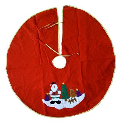 China High Quality Nonwoven Fabric Hot Sale Santa Snowman Embroidery Christmas Tree Skirt for sale