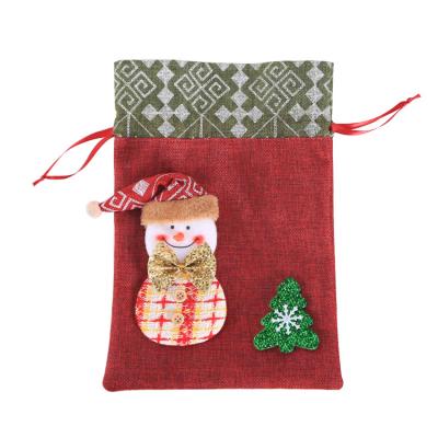 China Creative Morden Christmas Decorating Gift Bag Kids Package Apple Candy Cookie Bag Christmas Gift Canvas Bag for sale