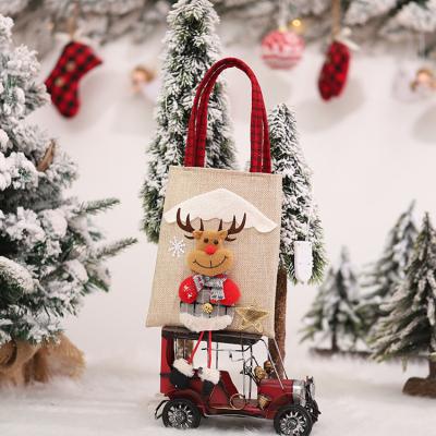 China Eco-friendly Christmas Gift Candy Bag Christmas Decoration Canvas Tote Bag for sale