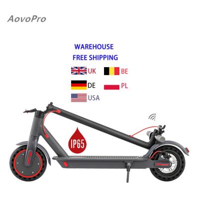 China LCD Display Screen + LED Light Aovopro USA Europe Warehouse Drop Shipping Smart Scooter Adult Folding Battery 10.5Ah App Electric Scooter Electrical for sale