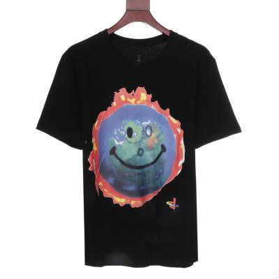 China Plus Size Travis World Happy Face Tee Luxury Famous Brand Shorts Single Sleeve T-shirt Mens Clothing Ladies Clothing Cotton Tops For Women for sale