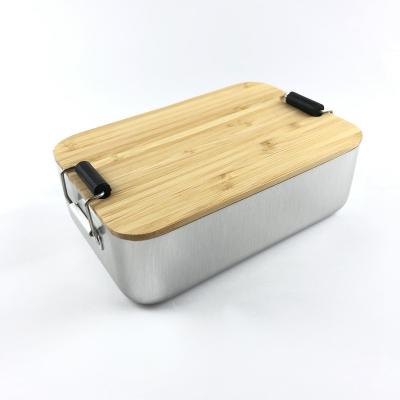 China 2020 Hot Selling Aluminum Packs Sustainable Up Available Aluminum Bento Box Lunch Box Sandwich Aluminum Container Dishwasher Safe Bamboo Food Lunch Box for sale