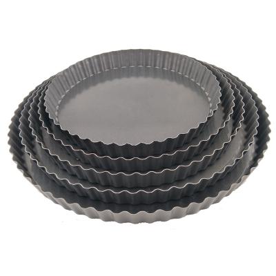 China Disposable High Quality Multi Size Multi Color Carbon Steel Non Stick Tart Pie Tools Casserole Quiche Pan for sale