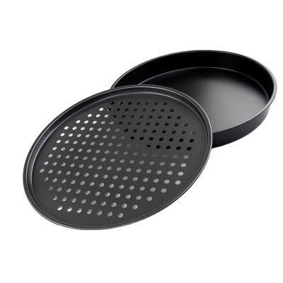 China Sustainable Popular Non-Stick Coated Pizza Pan With Net Screen Mesh Tray Pizza Cookware for sale