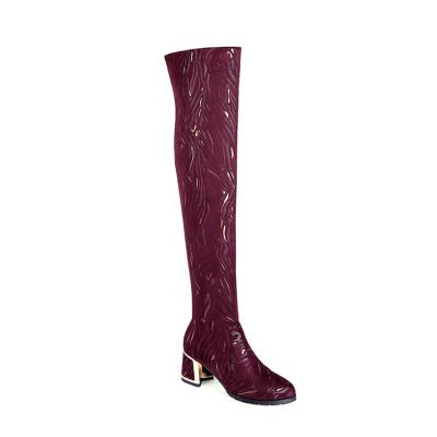 China Anti-slippery chunky heels ladies high knee boots over the knee boots women knee high boots for sale