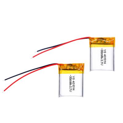 China Smallest 401014 30Mah 3.7V Rechargeable Toys Lithium Polymer Battery 3.7V Lipo Battery For Headphone for sale