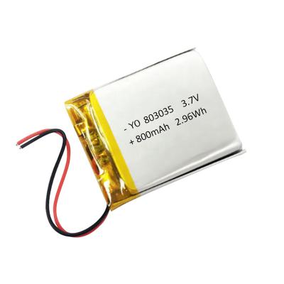 China Consumer Electronics Shenzhen factory direct supply rechargeable lipo battery 803035 3.7v 800mah for wireless speakers for sale