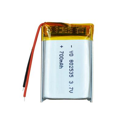 China Consumer Electronics Polymer Lithium Ion Battery 3.7V 802535 Rechargeable 700mah Battery for sale