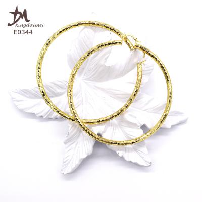 China E0344 18K Gold Plated Copper Tube Women's Handmade Hoop Earrings for sale