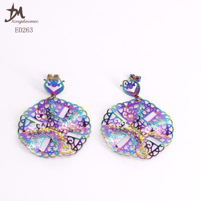 China E0263 Handmade Latest Hot Selling Cute Soft Color Slice Cube Copper Earrings for sale