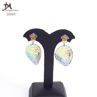 China E0265 Handmade Latest Hot Selling Cute Soft Color Slice Cube Copper Earrings for sale