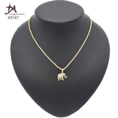 China X0147 GOLD Fashion Handmade Elephant Necklace Zircon High Quality Simple Pendant Necklaces 18K Gold Plated Women's Chain 12 PCS Copper for sale