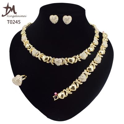 China High Quality Jewelry Set High Quality Gold Plating Diamond XOXO Jewelry Set 18k Gold Plating Jewelry Women Jewelry Set T0245 for sale