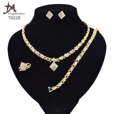 China Hot Sale Fashion Jewelry Set T0228 USA 2020 High Quality 18K Gold Plated XO Jewelry Set for sale