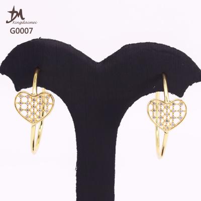 China Fashion G0007 New Design High Quality Real 18K Gold Plated Women Zircon Stud Earrings for sale