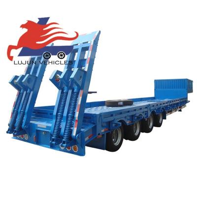 China Truck Trailer China Made LUJUN lowbed semi trailer 3axles flatbed semi trailer for sale