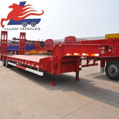 China Truck Trailer 3 Axle Flatbed Truck Semi Trailer Container Carrying low bed semi-trailers for sale